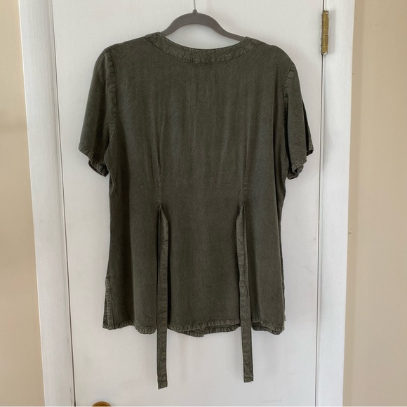 Tradition collection vintage 90s boho embroidered green short sleeve top - Picture 3 of 8